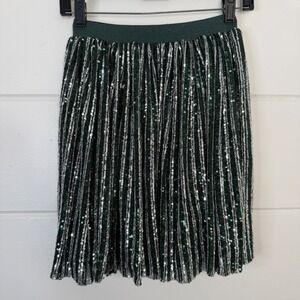 Lola and The Boys S 14 Candy Cane Sequin Striped Skirt Green Silver St Patricks